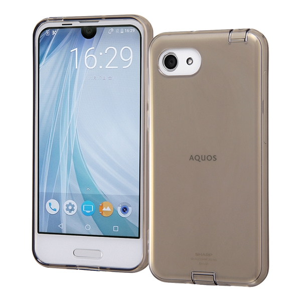 AQUOS R compact/AQUOS R compact SH-M06TPUソフトケース コネクタキャップ付き ブラック