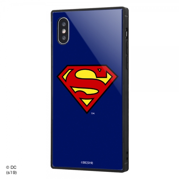 iPhone XS / X /スーパーマン/ 耐衝撃ガラスケース KAKU/スーパーマンロゴ