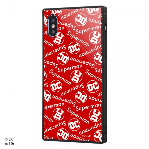 iPhone XS / X /スーパーマン/ 耐衝撃ガラスケース KAKU/DCロゴ×スーパーマンロゴ