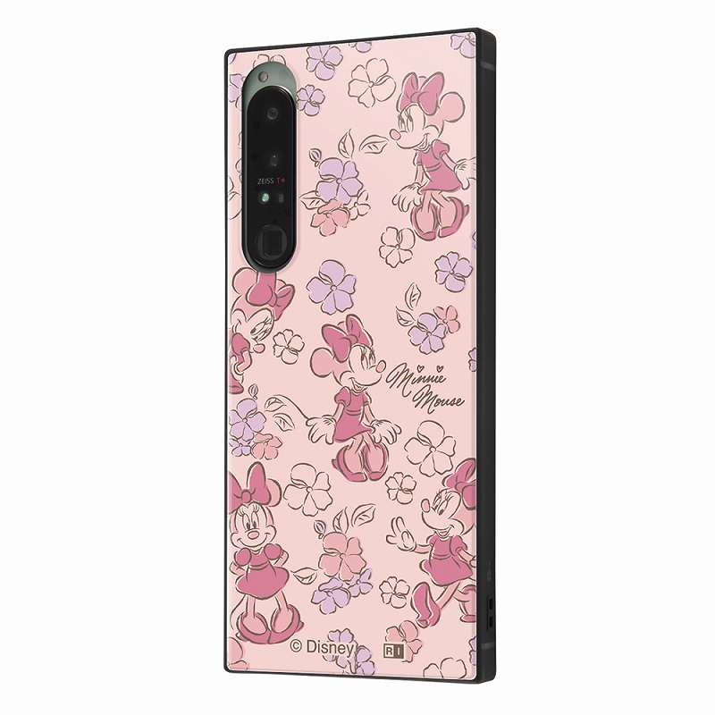 Xperia 1 IV / 『ディズニーキャラクター』/耐衝撃ハイブリッドケース KAKU / ミニーマウスとお花の総柄