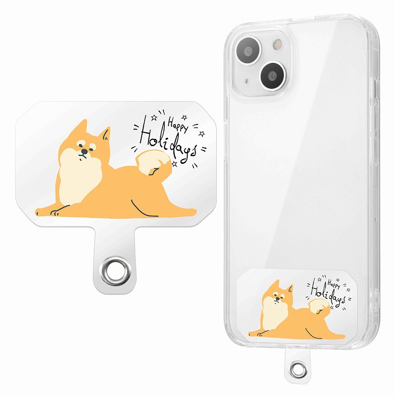 iPhone 13 / 『オリジナルデザイン』/ストラップホルダーwithハイブリッドケース / 柴犬_Happy Holidays