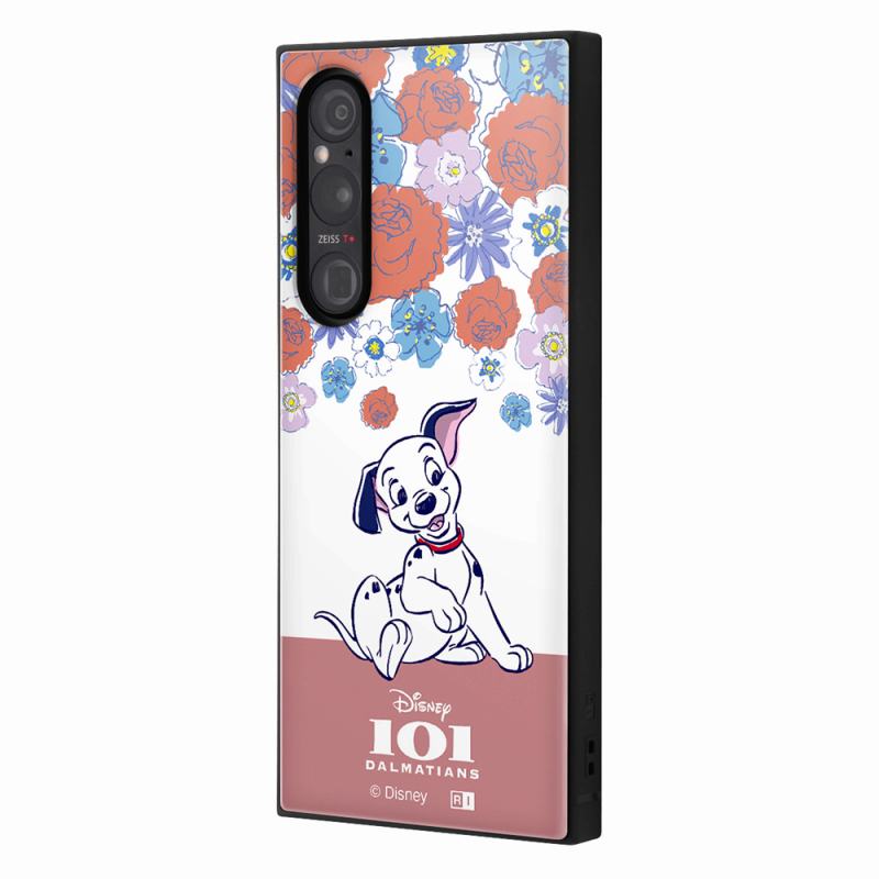 Xperia 1 V / 『ディズニーキャラクター』/耐衝撃ハイブリッドケース KAKU / 子犬_フラワー