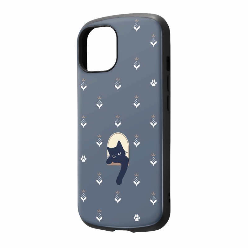 iPhone 15 耐衝撃ケース MiA-collection/ネコ/ネイビー