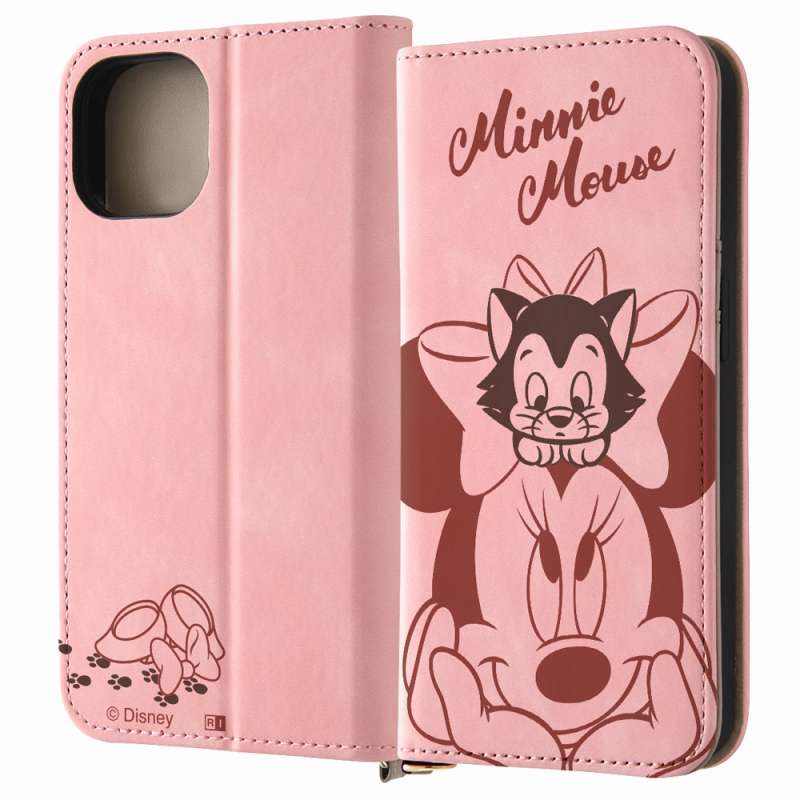 iPhone 15 / ディズニー / 手帳型レザーケース Raffine / ミニーマウスとフィガロ