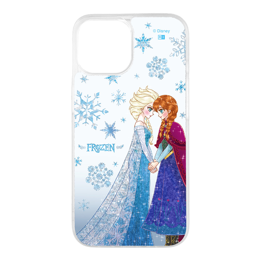 iPhone 15/14/13 ディズニー / 衝撃吸収 バンパー 動く キラキラ ラメ グリッターケース/中川翔子art_エルサとアナ