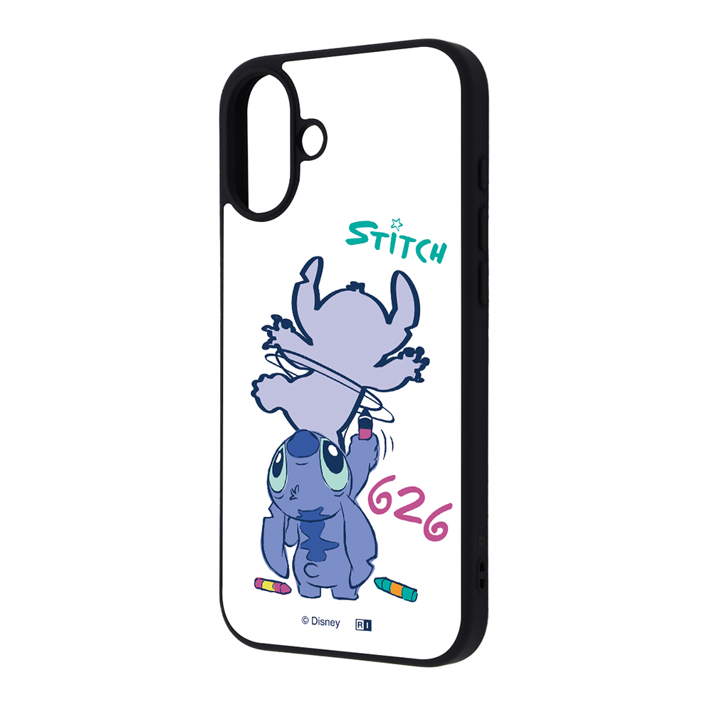 iPhone 16 Plus ディズニー / maru 衝撃吸収 バンパー ハイブリッドケース/スティッチ_お絵描き