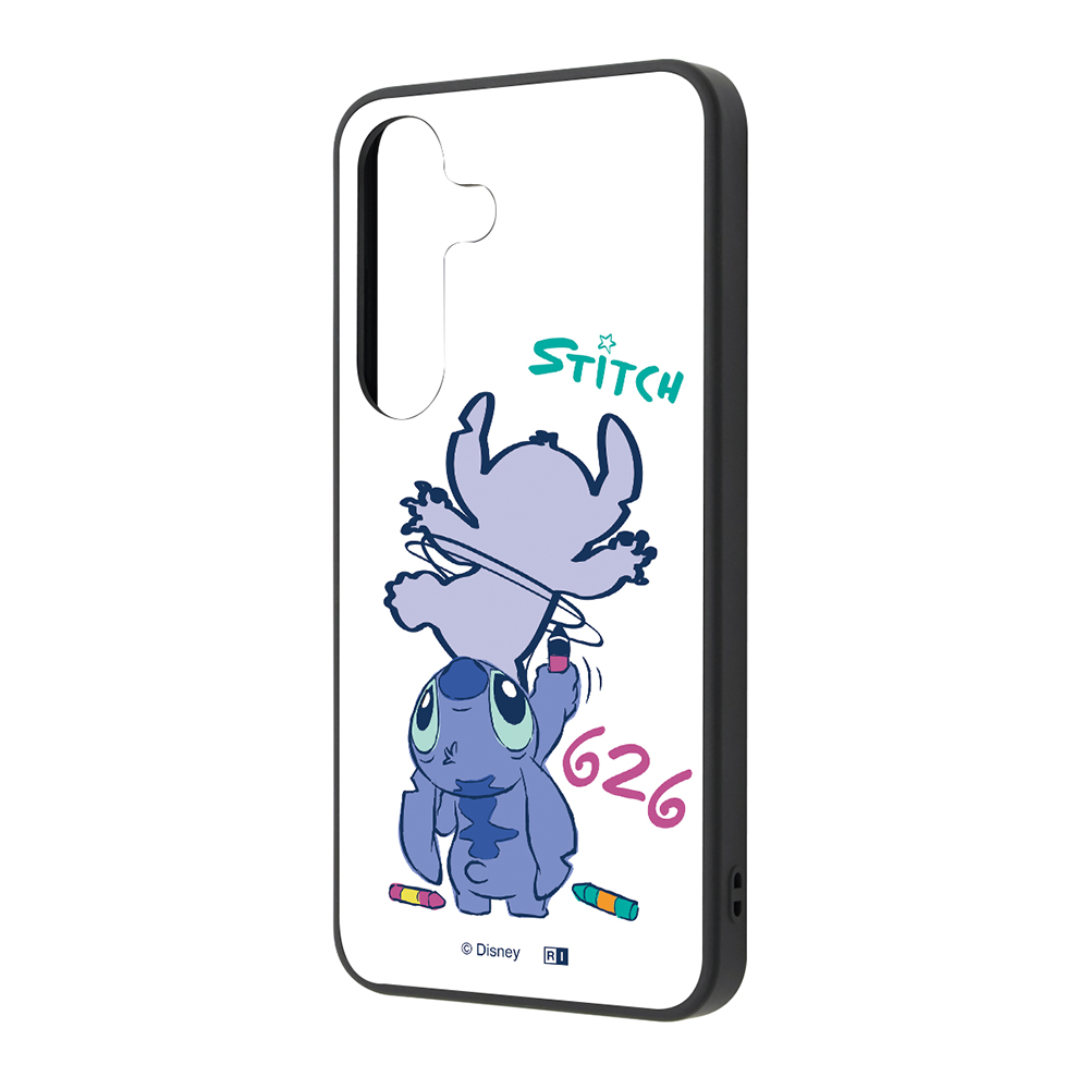 Galaxy S25 ディズニー / maru 衝撃吸収 バンパー ハイブリッドケース/スティッチ_お絵描き