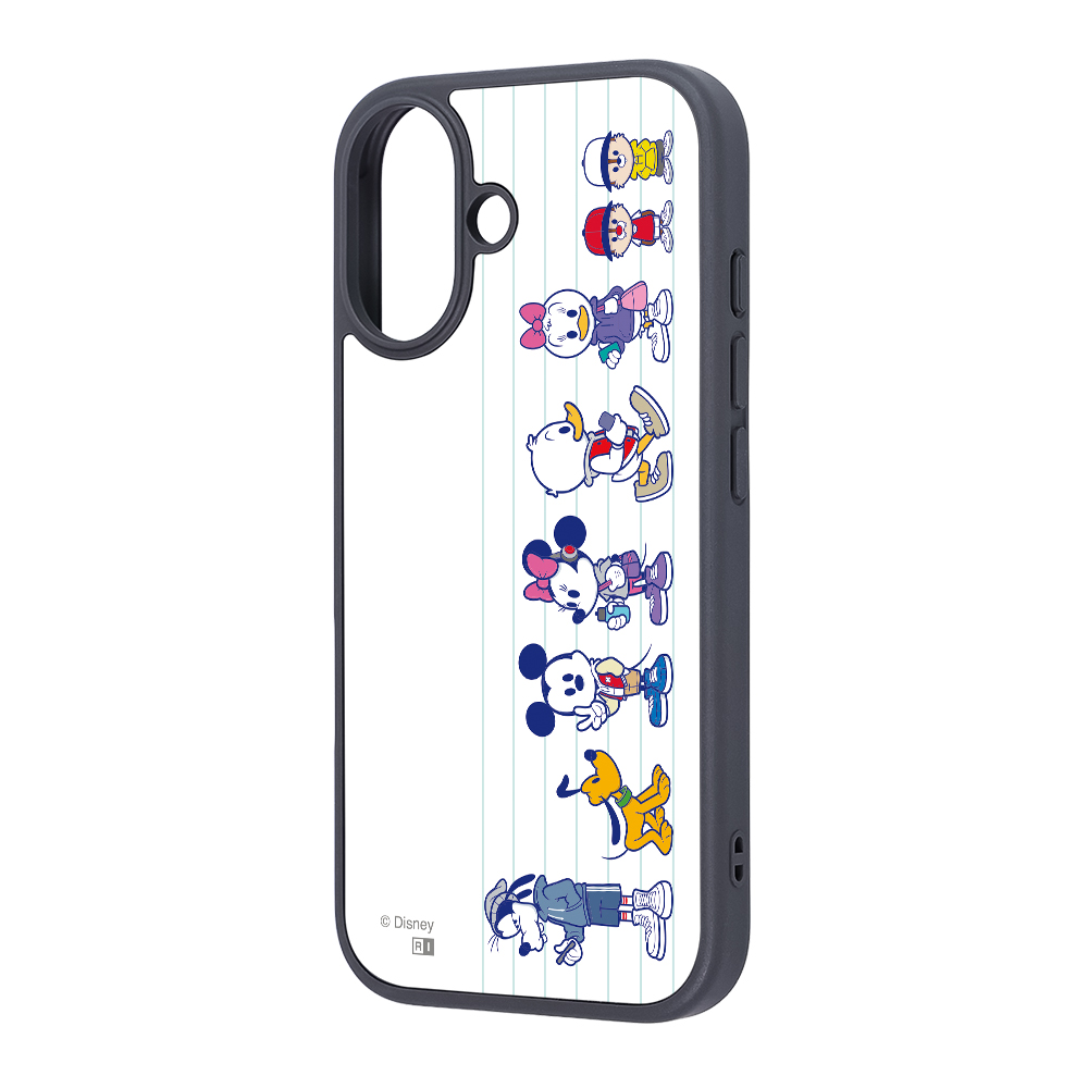 iPhone 17 / ディズニー / maru 衝撃吸収 バンパー ハイブリッドケース / ミッキー＆フレンズ_背比べ