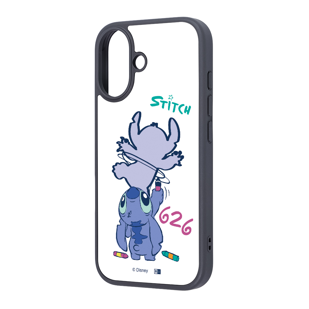 iPhone 17 / ディズニー / maru 衝撃吸収 バンパー ハイブリッドケース / スティッチ_お絵描き