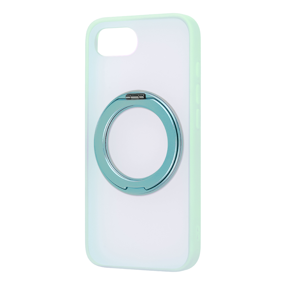 iPhone 16e / ハイブリッドケース シルキーマット マグネット充電対応 リング付き / ブルー