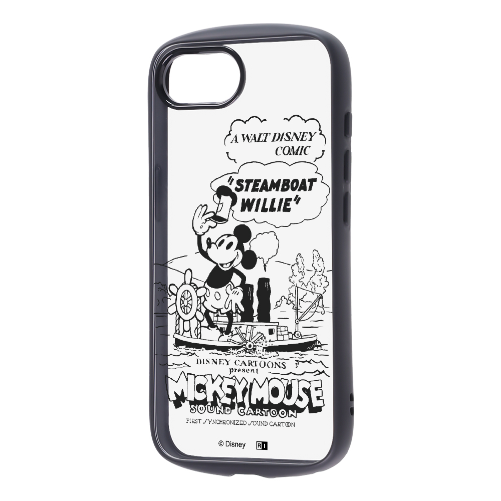 iPhone 16e / ディズニー / Puffull 衝撃吸収 バンパー ハイブリッドケース / ミッキー_蒸気船ウィリー