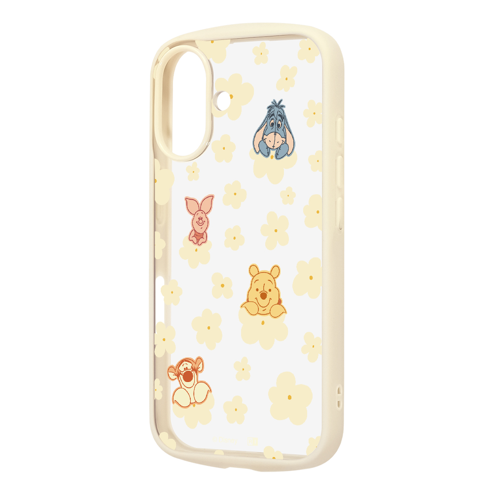 iPhone 16 / ディズニー / Puffull 衝撃吸収 バンパー ハイブリッドケース / プーさんと仲間達_花柄2