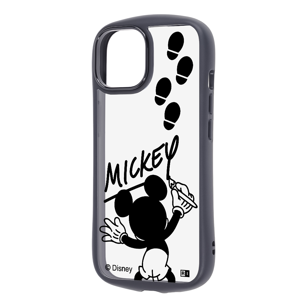 iPhone 15/14/13 / ディズニー / Puffull 衝撃吸収 バンパー ハイブリッドケース / ミッキーマウスサイン