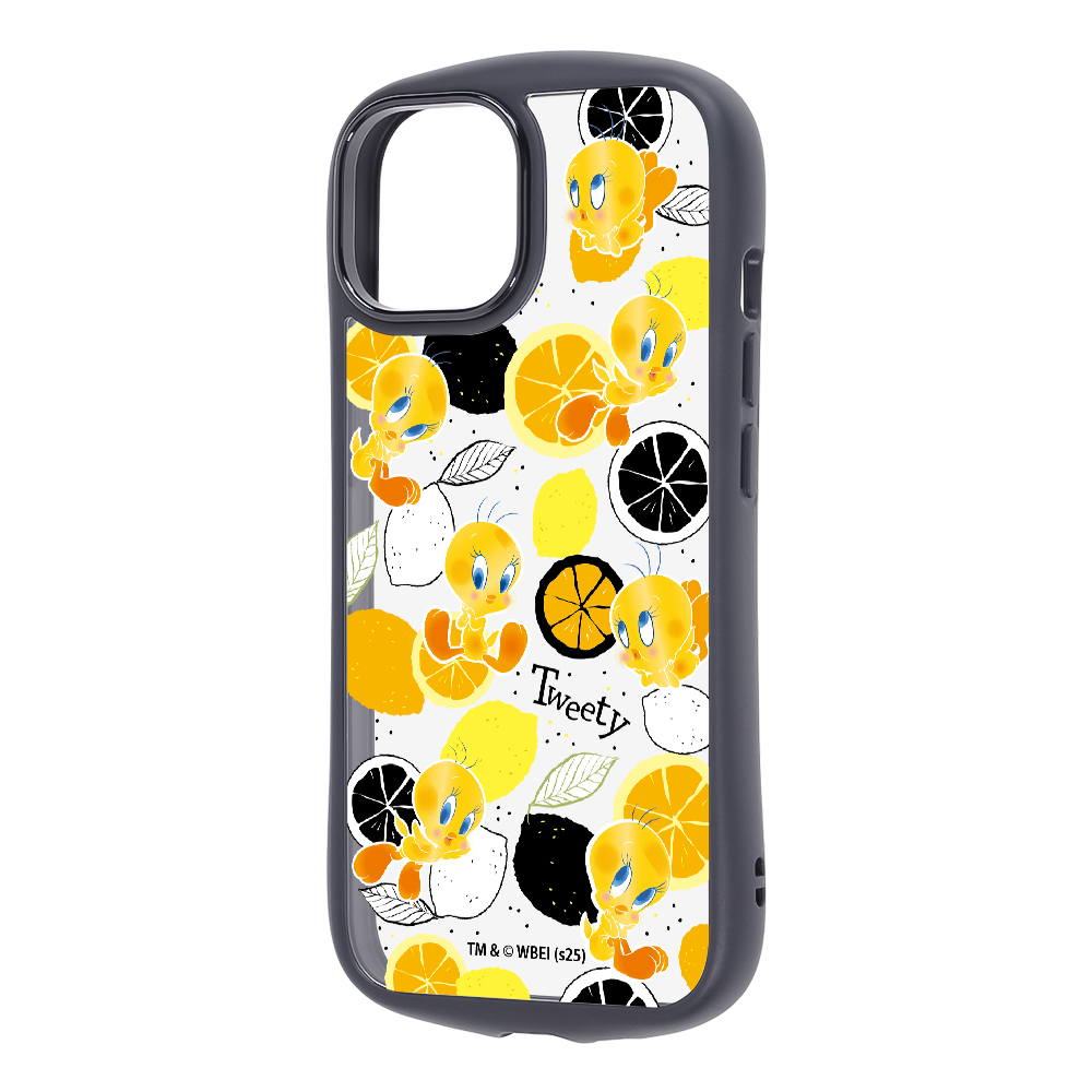 iPhone 15/14/13 / ルーニー・テューンズ / Puffull 衝撃吸収 バンパー ハイブリッドケース / トゥイーティー/総柄2