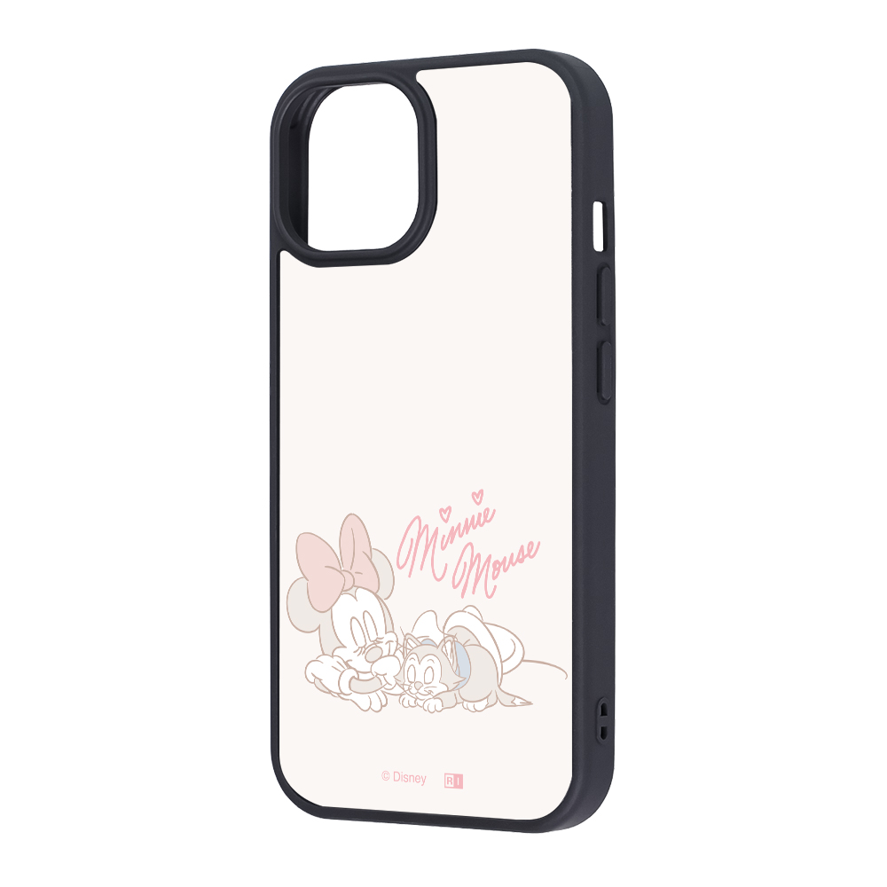 iPhone 15/14/13 / ディズニー / maru 衝撃吸収 バンパー ハイブリッドケース / ミニーマウス_フィガロとお昼寝